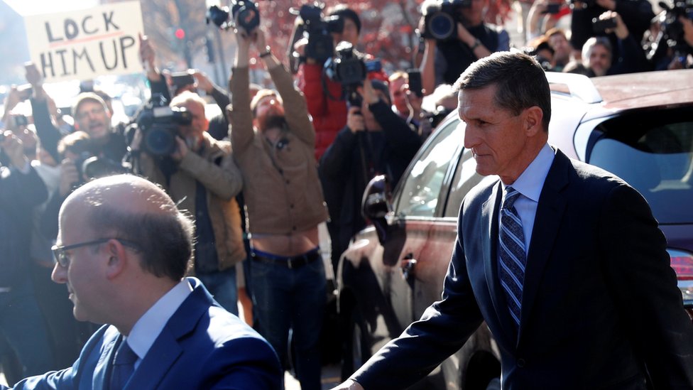 Former U.S. National Security Adviser Michael Flynn departs U.S. District Court- December 1, 2017.