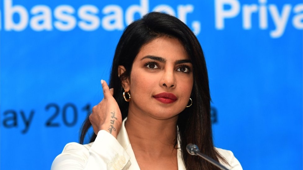 Priyanka Chopra speaks during a press conference in the Bangladeshi capital Dhaka on May 24, 2018