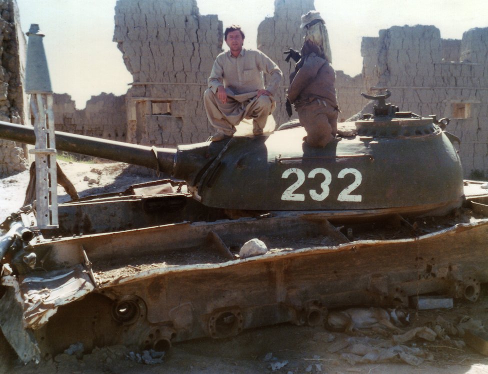 John England on a tank