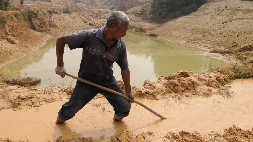 A rare earth mineral mine in China