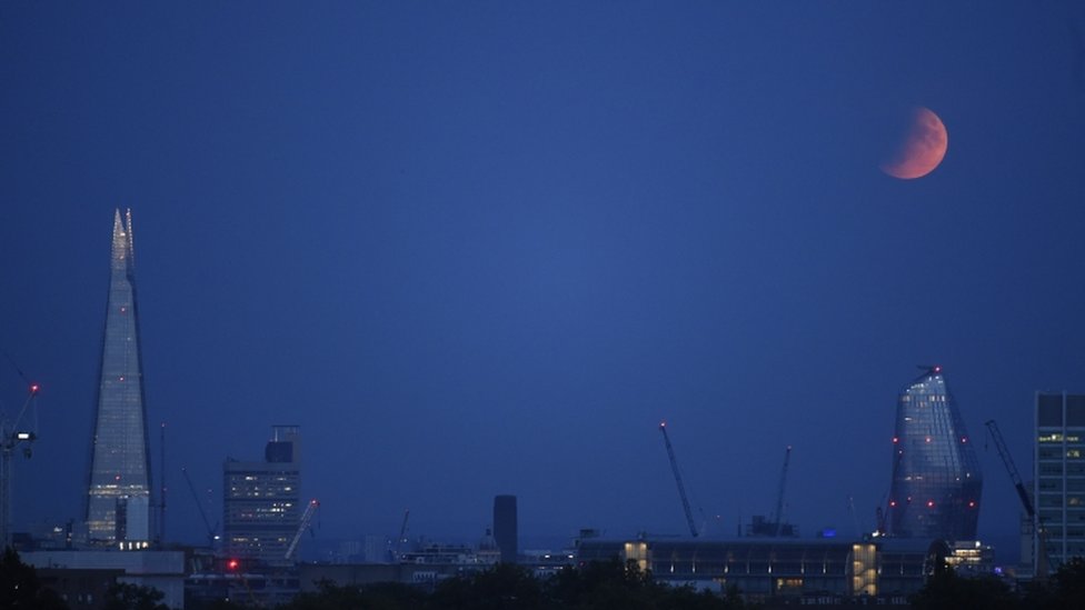 Partial lunar eclipse on 16 July 2019, from London