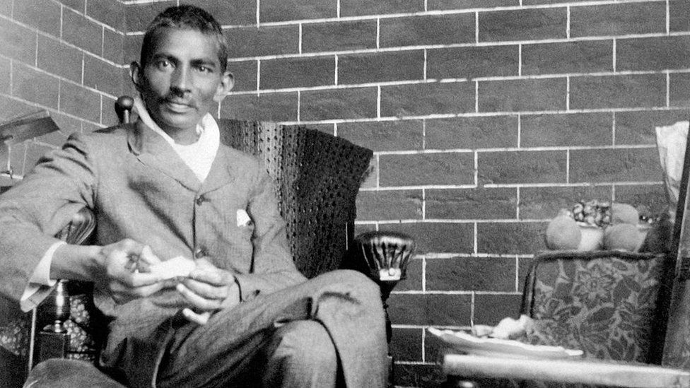 Indian lawyer, activist and statesman Mohandas Karamchand Gandhi recuperating after being severely beaten in South Africa, 18th February 1908.