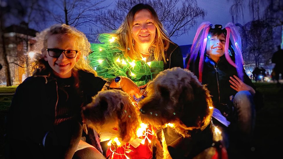 Dog owners created illuminated costumes for their four-legged friends