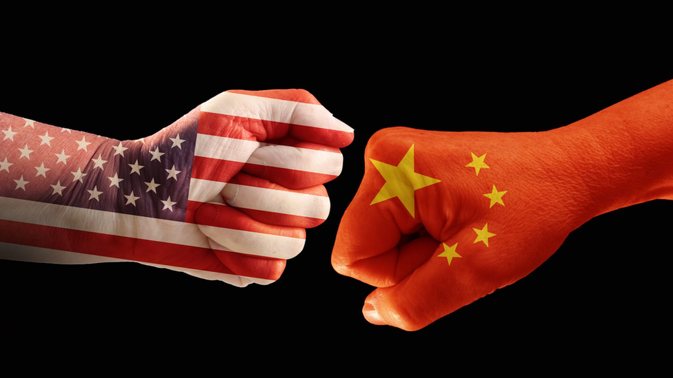 American and Chinese flags