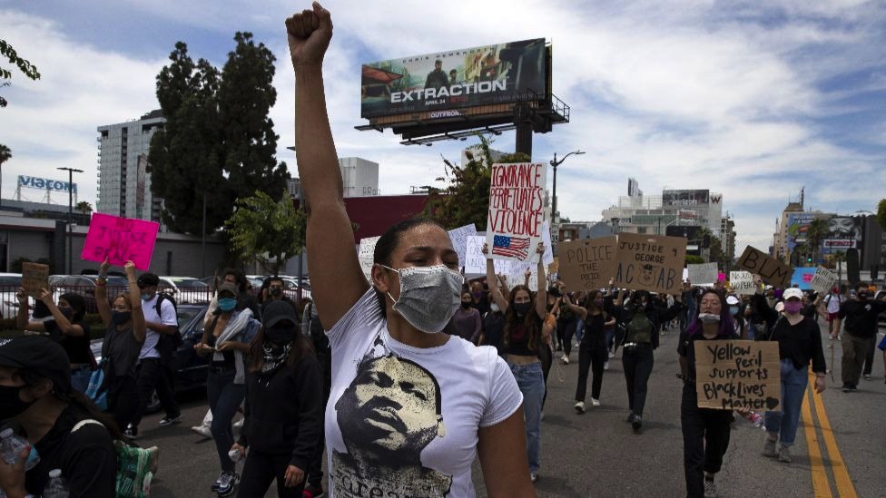 Thousands of demonstrators march in response to George Floyd