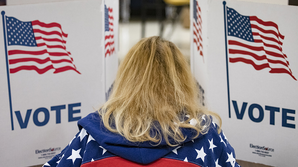 US voter at booth