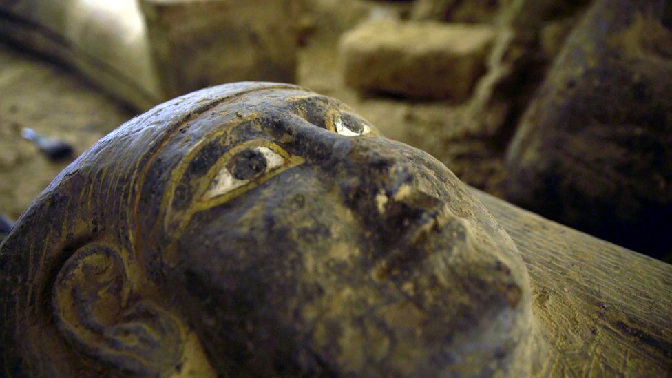 One of the coffins from a burial complex in the necropolis of Saqqara