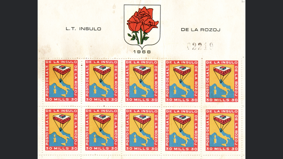 Rose Island postage stamps