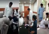 بچی کے باپ کو قدموں میں گرانے والا کلرک خود قدموں پر گر گیا