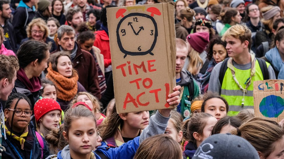 Thousands of people take part in a demontration on Climate Change, in Brussels, Belgium