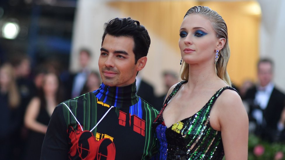 British actress Sophie Turner and husband musician Joe Jonas arrive for the 2019 Met Gala at the Metropolitan Museum of Art on May 6, 2019, in New York