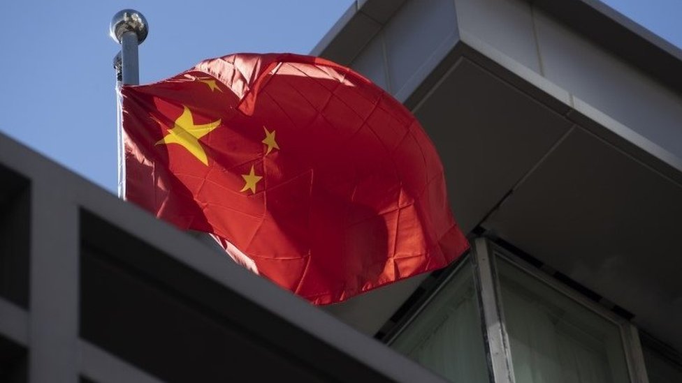 China flag at consulate in Houston