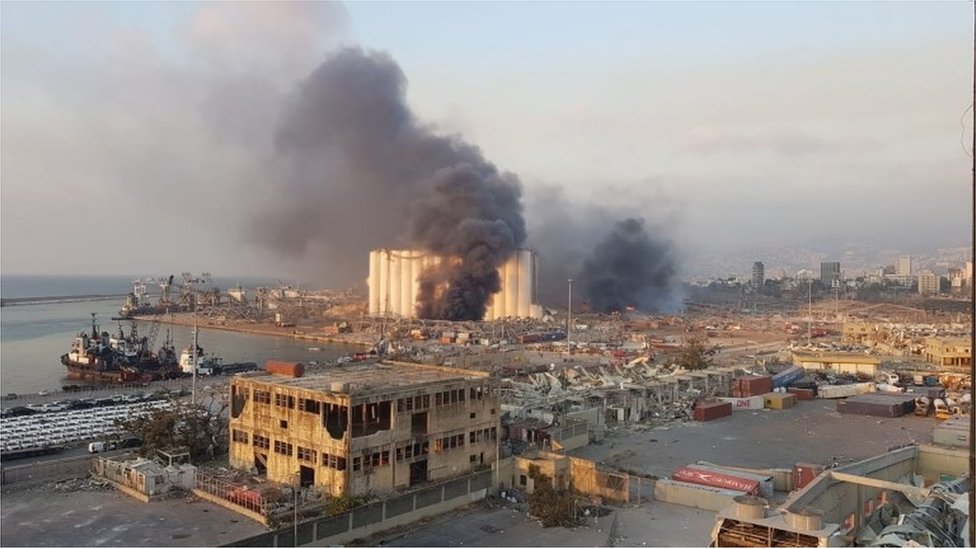 The blast in Beirut's port district, 4 August 2020