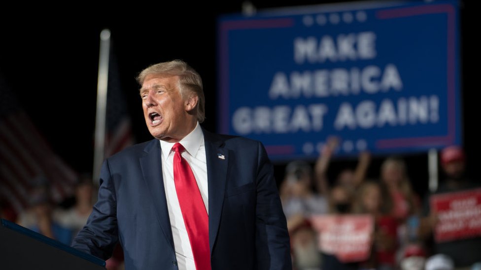 Donald Trump speaks at a campaign rally