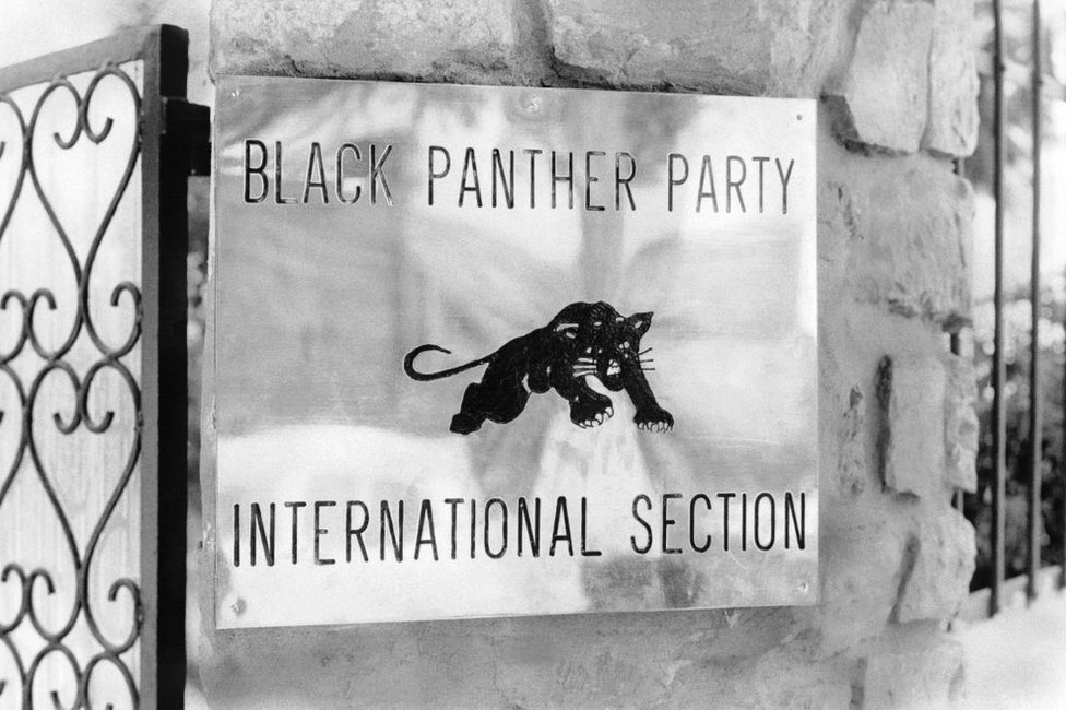 The sign on the gate of the international section of the Black Panther Party, in Algiers