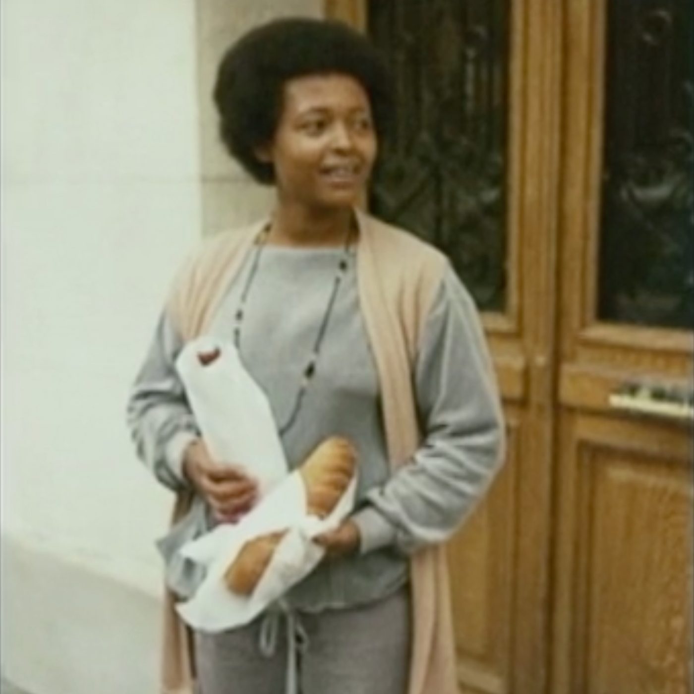 Jean with French bread and wine