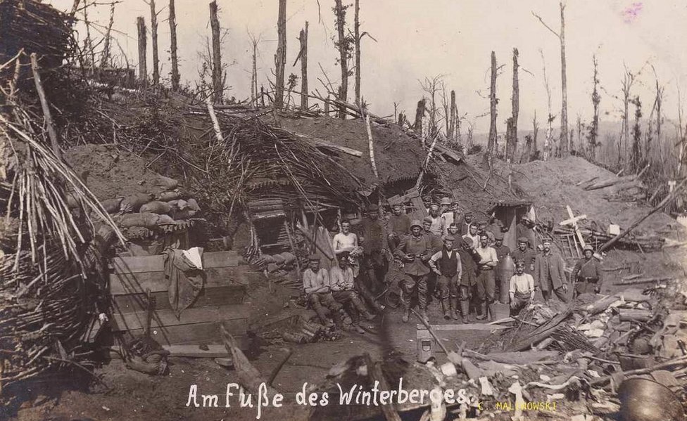 A wartime picture of the German soldiers outside the tunnel at Winterberg