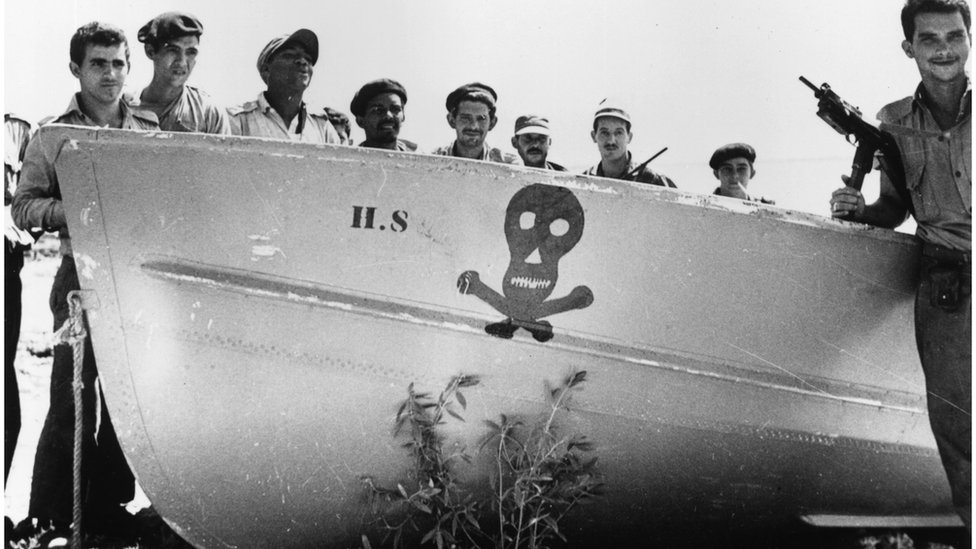 Castro's soldiers at Playa de Giron, Cuba