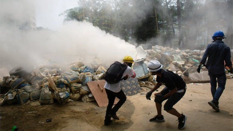 Protesters in Myanmar