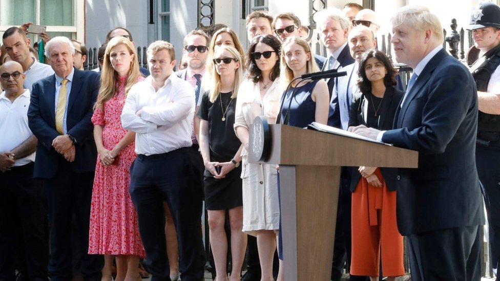 Carrie Symonds watching Boris Johnson