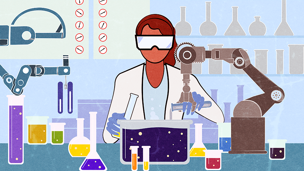 Scientist mixing chemicals in a laboratory