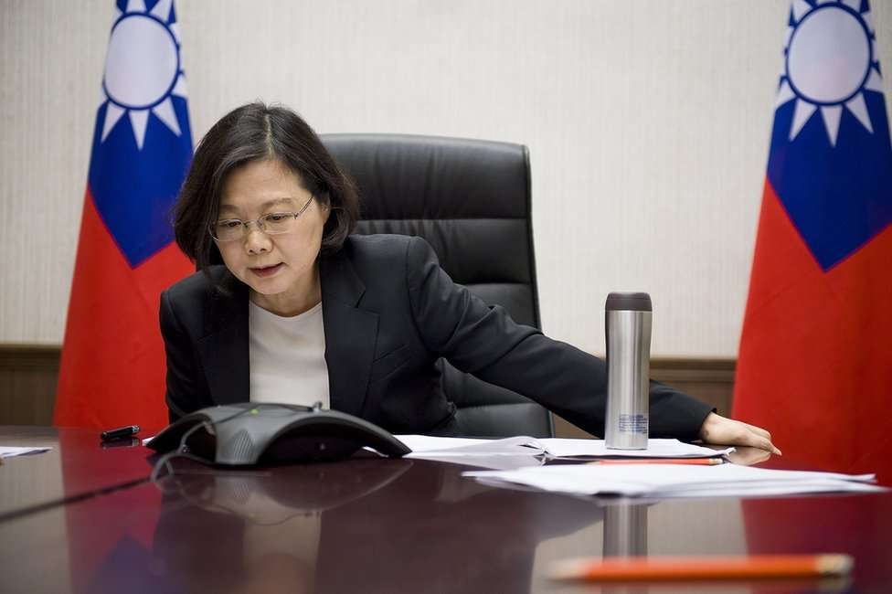 A handout picture released by the Office of the President Taiwan on 3 December 2016 shows Taiwanese President Tsai Ing-wen having a phone conversation with US President-elect Donald Trump late evening in Taipei, Taiwan, 2 December 2016.