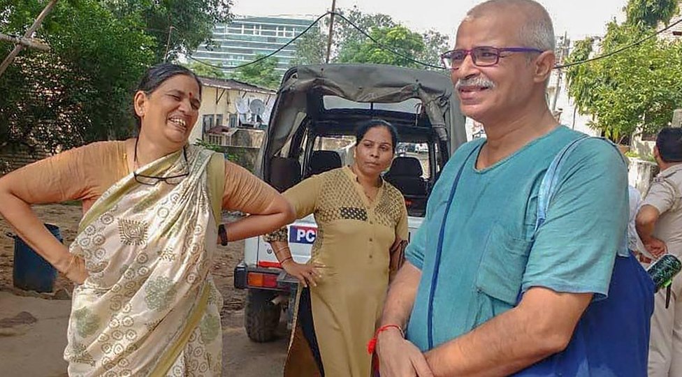 Sudha Bharadwaj after her arrest on Tuesday