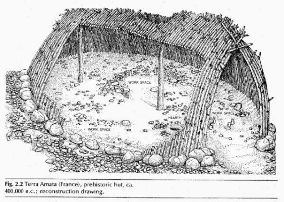 006 Terra Amata reconstruction hut, 400k bce