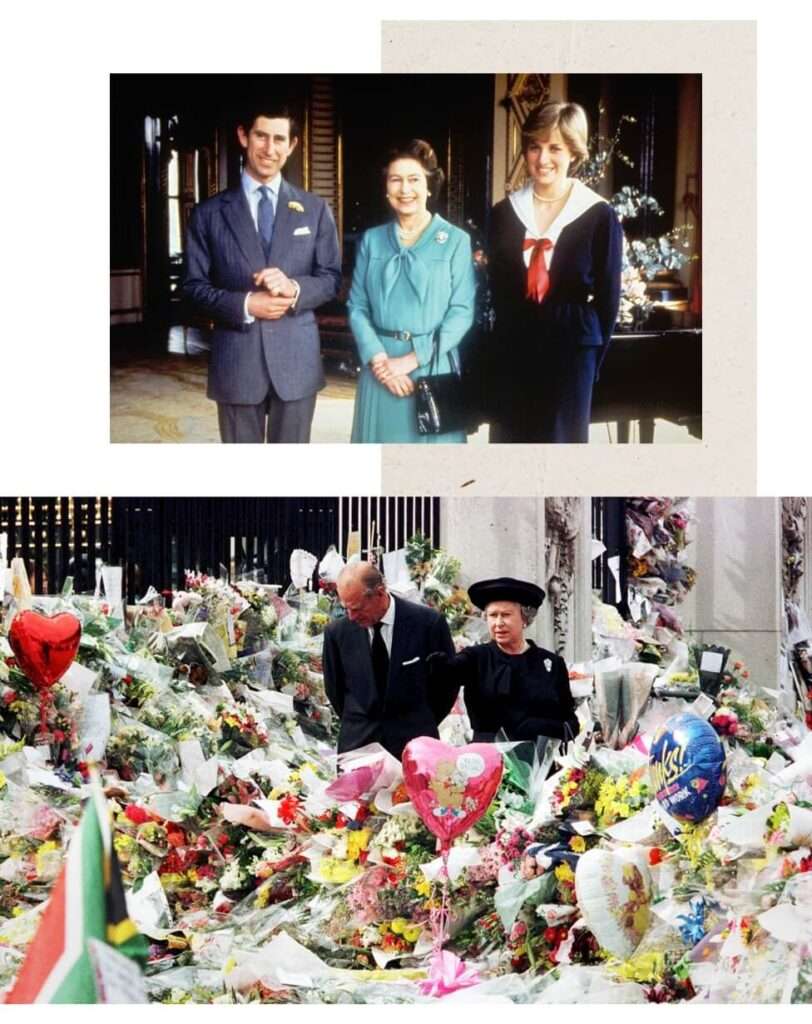 1981 میں ملکہ شہزادہ چارلس اور ان کی منگیتر ڈیانا کے ساتھ جبکہ 1997 میں ڈیانا کو پیش کیے گئے خراج تحسین میں شرکت