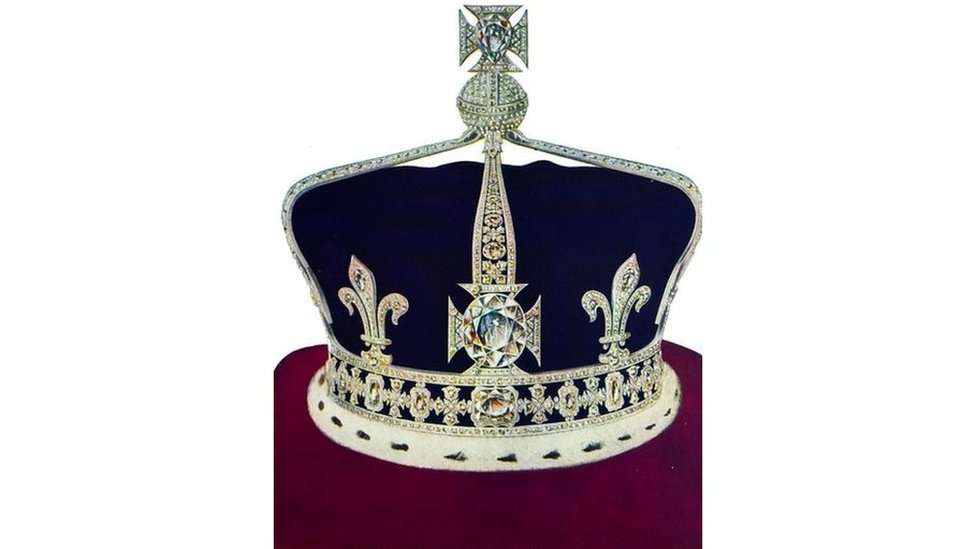 Graphic of the Koh-i-Noor diamond set in the centre of the crown worn by the Queen mother