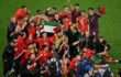 سپین کے خلاف تاریخی فتح: مراکش کھلاڑیوں کا فلسطینی پرچم کے ساتھ جشن، بادشاہ کی فون پر مبارکباد